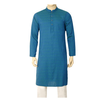 Men's Stylish Navy Blue Printed Panjabi