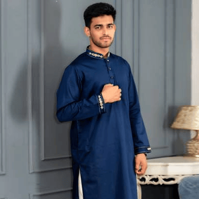 Stylish Navy blue full sleeve Panjabi