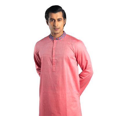 Red Cotton Embroidered Remium Quality Panjabi For Men